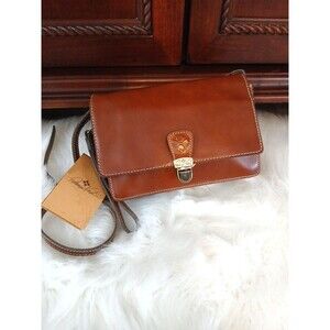 NWT Patricia Nash the Heritage Collection Cognac Leather Mini Messenger Bag